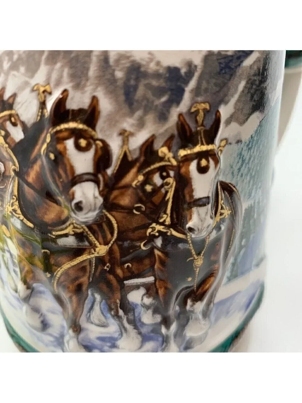 Anheuser Busch BUDWEISER BEER STEIN 3D 1993 Special Delivery Clydesdale Holiday
